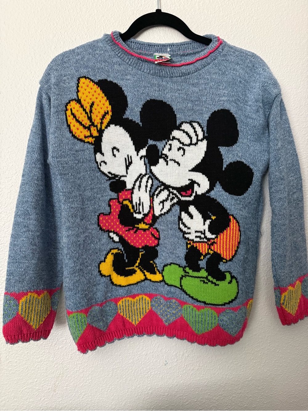 Kids Sweater with Colorful Cartoon Mouse Graphic Vintage